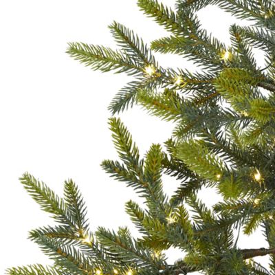 Image showing  4 ft. Fraser Fir Natural Look Artificial Christmas Tree with LED Lights and Burlap Base