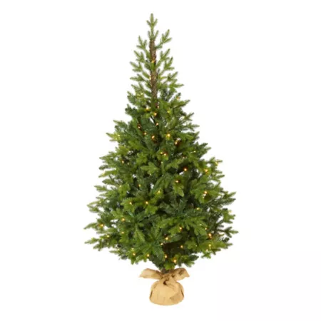 Nearly Natural Fraser Artificial Christmas Tree 5 ft Natural Look with LED Lights and Burlap Base Artificial Christmas Trees