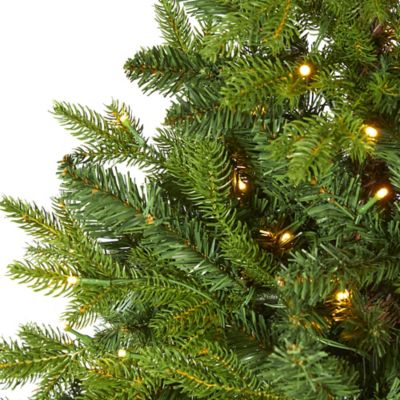 Image showing  5 ft. Fraser Fir Natural Look Artificial Christmas Tree with LED Lights and Burlap Base