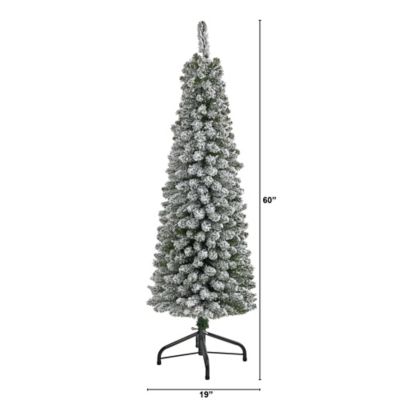 Image showing  5 ft. Flocked Pencil Artificial Christmas Tree with Bendable Branches