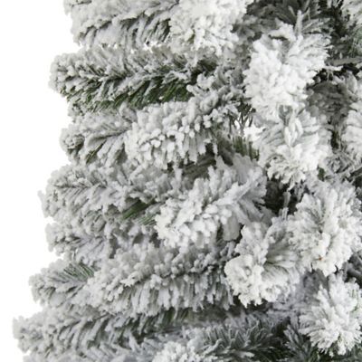 Image showing  6 ft. Flocked Pencil Artificial Christmas Tree with Bendable Branches