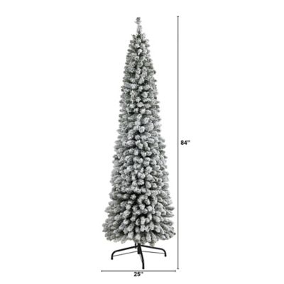 Image showing  7 ft. Flocked Pencil Artificial Christmas Tree with Bendable Branches