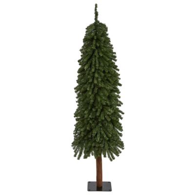 Nearly Natural 5 ft. Grand Alpine Artificial Christmas Tree with Bendable Branches on Natural Trunk