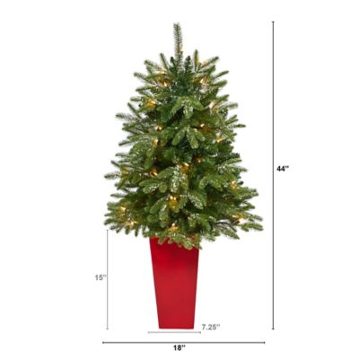 Image showing  44 in. Pre-Lit Snowed Grand Teton Fir Artificial Christmas Tree with Bendable Branches, Clear Lights, T2247-RD