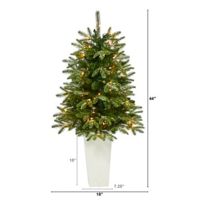 Image showing  44 in. Pre-Lit Snowed Grand Teton Fir Artificial Christmas Tree with Bendable Branches, Clear Lights, T2247-WH