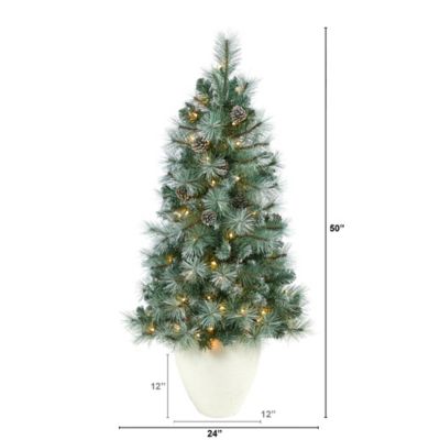 Image showing  50 in. Frosted Tip British Columbia Mountain Pine Artificial Christmas Tree in White Planter