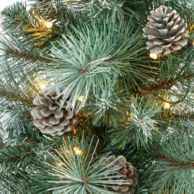 Image showing  50 in. Frosted Tip British Columbia Mountain Pine Artificial Christmas Tree in White Planter