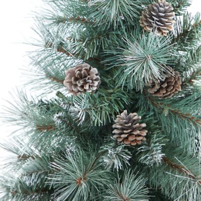 Image showing  3.5 ft. Frosted Tip British Columbia Mountain Pine Artificial Christmas Tree in Gray Planter with Stand