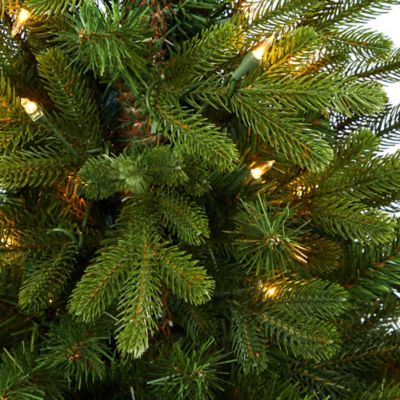 Image showing  3.5 ft. Pre-Lit Washington Fir Artificial Christmas Tree in White Tower Planter, Clear Lights