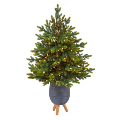 Nearly Natural 3.5 ft. North Carolina Fir Artificial Christmas Tree in Gray Planter with Stand