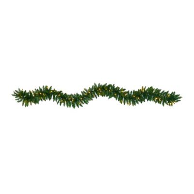 Nearly Natural 9 ft. Pre-Lit Pine Artificial Christmas Garland with Warm White LED Lights