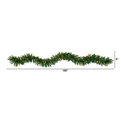 Image showing  9 ft. Pre-Lit Pine Artificial Christmas Garland, Warm White LED Lights