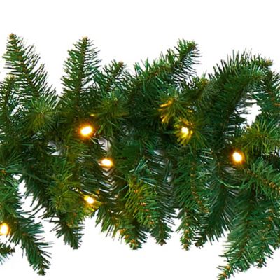 Image showing  9 ft. Pre-Lit Pine Artificial Christmas Garland, Warm White LED Lights
