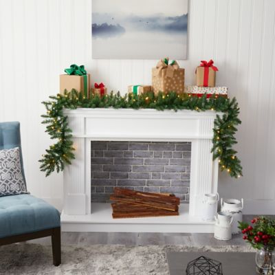 Image showing  9 ft. Pre-Lit Pine Artificial Christmas Garland, Warm White LED Lights