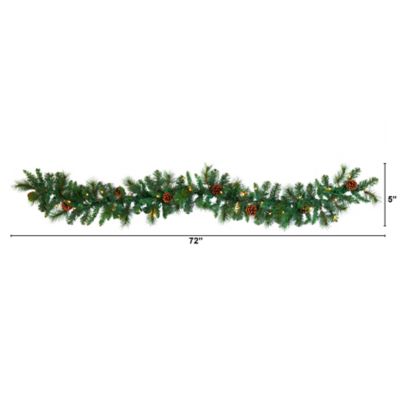 Image showing  6 ft. Pine and Pine Cone Artificial Garland with 35 Clear LED Lights