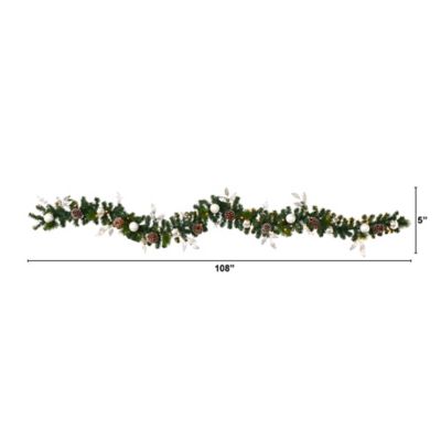 Image showing  9 ft. Ornament and Pine Cone Artificial Christmas Garland with Clear LED Lights