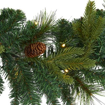 Image showing  6 ft. Pre-Lit Mixed Pine and Pine Cone Artificial Christmas Garland with 35 Clear LED Lights