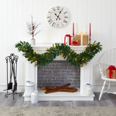 Image showing  6 ft. Pre-Lit Mixed Pine and Pine Cone Artificial Christmas Garland with 35 Clear LED Lights