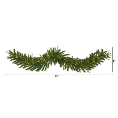 Image showing  6 ft. Green Pine Artificial Christmas Garland with 35 Clear LED Lights
