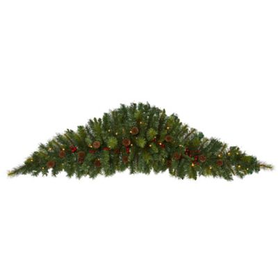Nearly Natural 6 ft. Artificial Christmas Garland Swag with LED Lights, Berries and Pine Cones