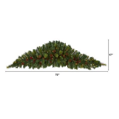Image showing  6 ft. Artificial Christmas Garland Swag with LED Lights, Berries and Pine Cones