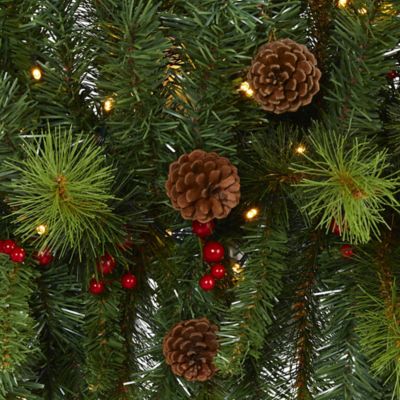 Image showing  6 ft. Artificial Christmas Garland Swag with LED Lights, Berries and Pine Cones