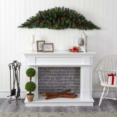 Image showing  6 ft. Artificial Christmas Garland Swag with LED Lights, Berries and Pine Cones