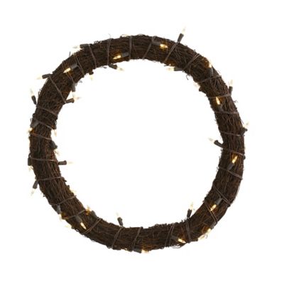 Nearly Natural 20 in. Vine Wreath with White Warm LED Lights
