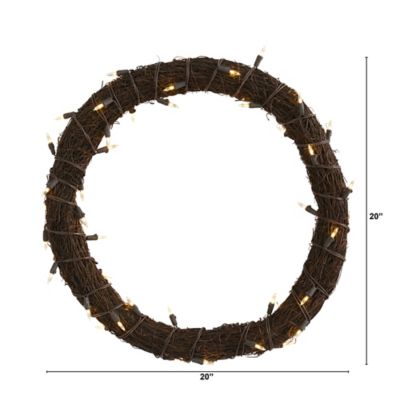 Image showing  20 in. Pre-Lit Vine Artificial Wreath, Warm White LED Lights