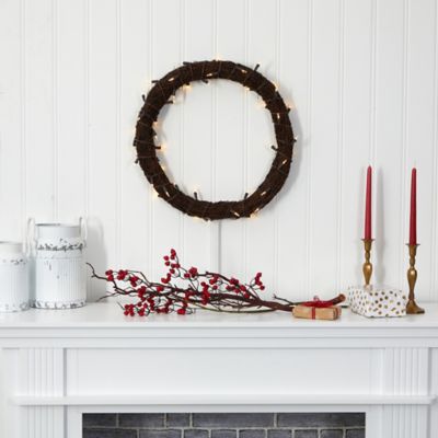 Image showing  20 in. Pre-Lit Vine Artificial Wreath, Warm White LED Lights