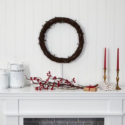 Image showing  20 in. Pre-Lit Vine Artificial Wreath, Warm White LED Lights