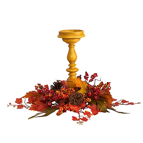 Nearly Natural 15 in. Harvest Fall Artificial Candelabrum Arrangement
