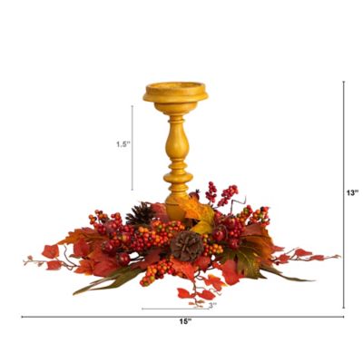 Image showing  15 in. Harvest Fall Artificial Candelabrum Arrangement