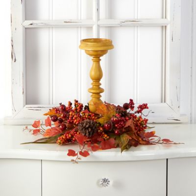 Image showing  15 in. Harvest Fall Artificial Candelabrum Arrangement