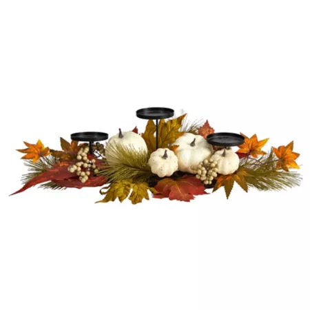 Nearly Natural 22 in Fall candelabra in the shape of a pumpkin and maple leaf Artificial Plants & Flowers