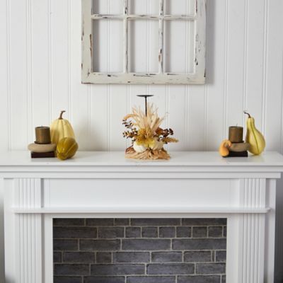 Image showing  12 in. Autumn Harvest and Pumpkin Fall Candle Holder