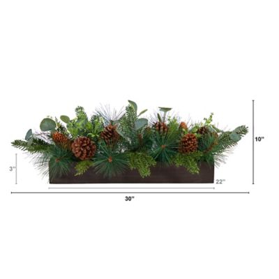 Image showing  30 in. Evergreen Pine and Pine Cone Artificial Christmas Centerpiece Arrangement