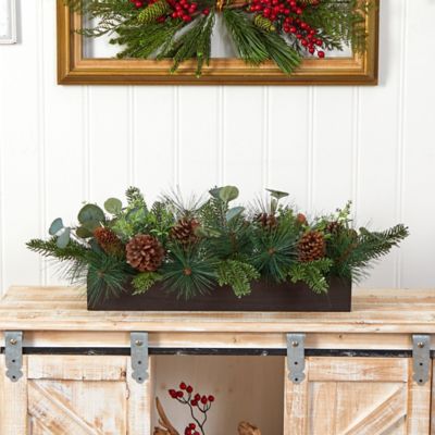 Image showing  30 in. Evergreen Pine and Pine Cone Artificial Christmas Centerpiece Arrangement