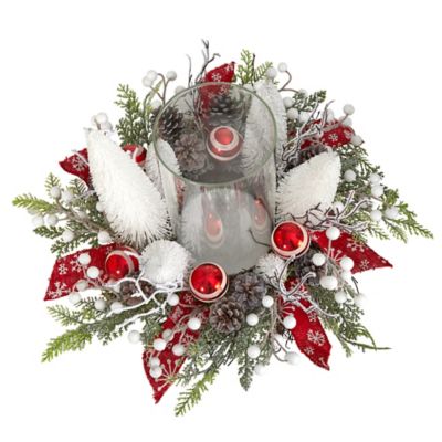 Image showing  15 in. Holiday Lighted Forest Candle Holder Table Christmas Artificial Arrangement