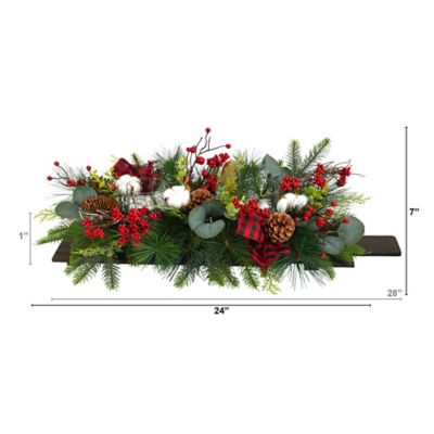 Image showing  24 in. Christmas Artificial Arrangement Cutting Board Wall Decor or Table Arrangement