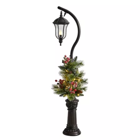 Nearly Natural 5' Christmas Decorated Floor Lamp with Artificial Christmas Greenery 16" Width Christmas Pathway Lights