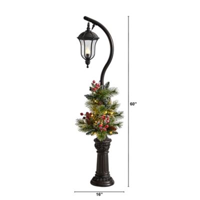 Image showing  5 ft. x 16 in. Holiday Decorated Lamp Post with Artificial Christmas Greenery
