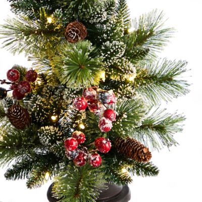 Image showing  5 ft. x 16 in. Holiday Decorated Lamp Post with Artificial Christmas Greenery