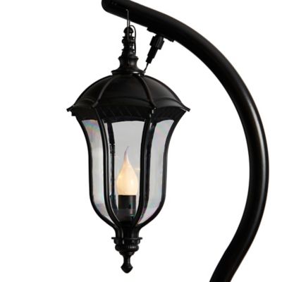 Image showing  5 ft. x 16 in. Holiday Decorated Lamp Post with Artificial Christmas Greenery