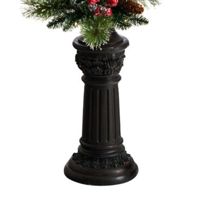 Image showing  5 ft. x 16 in. Holiday Decorated Lamp Post with Artificial Christmas Greenery