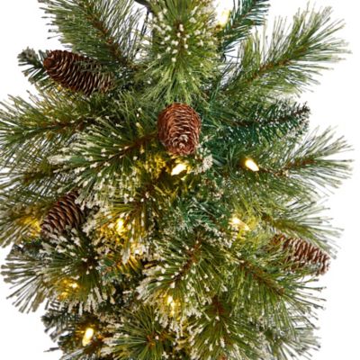 Image showing  5 ft. x 18 in. Holiday Pre-Lit Decorated Lamp Post with Artificial Christmas Greenery