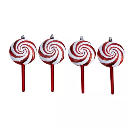 Nearly Natural 7" Luxury Shatterproof Candy Cane Lollipop Christmas Ornament 4 Pack Christmas Ornaments & Tree Toppers