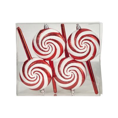 Image showing  Shatterproof Candy Cane Lollipop Holiday Deluxe Christmas Ornaments, 4 pc.
