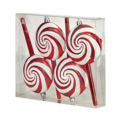 Image showing  Shatterproof Candy Cane Lollipop Holiday Deluxe Christmas Ornaments, 4 pc.