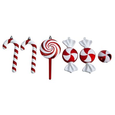 Nearly Natural 7 in. Shatterproof Assorted Candy Cane Ornaments, 6-Pack